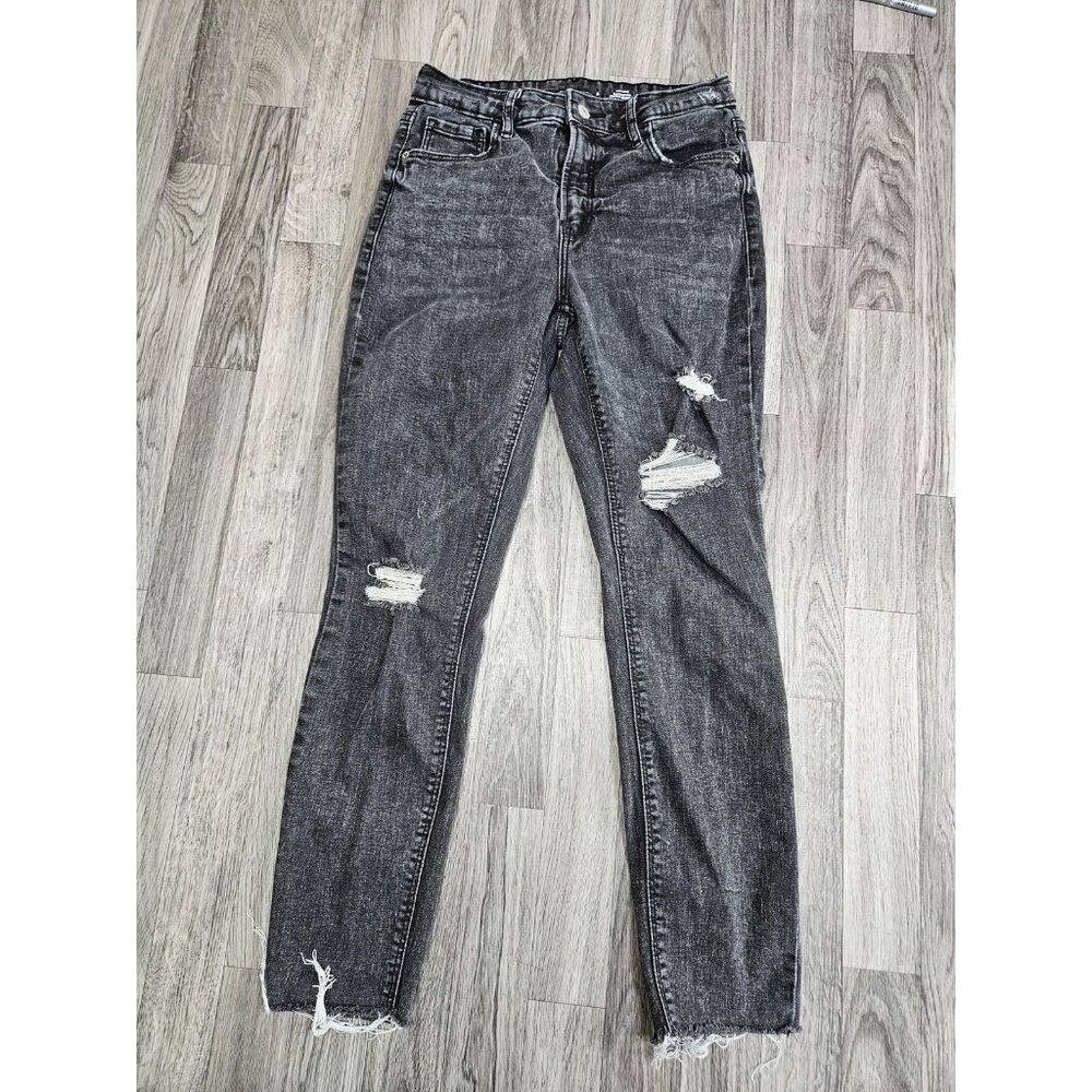 (3/$35) Old Navy Jeans Womens 6 Black High Rise Rockstar Skinny Distressed Denim